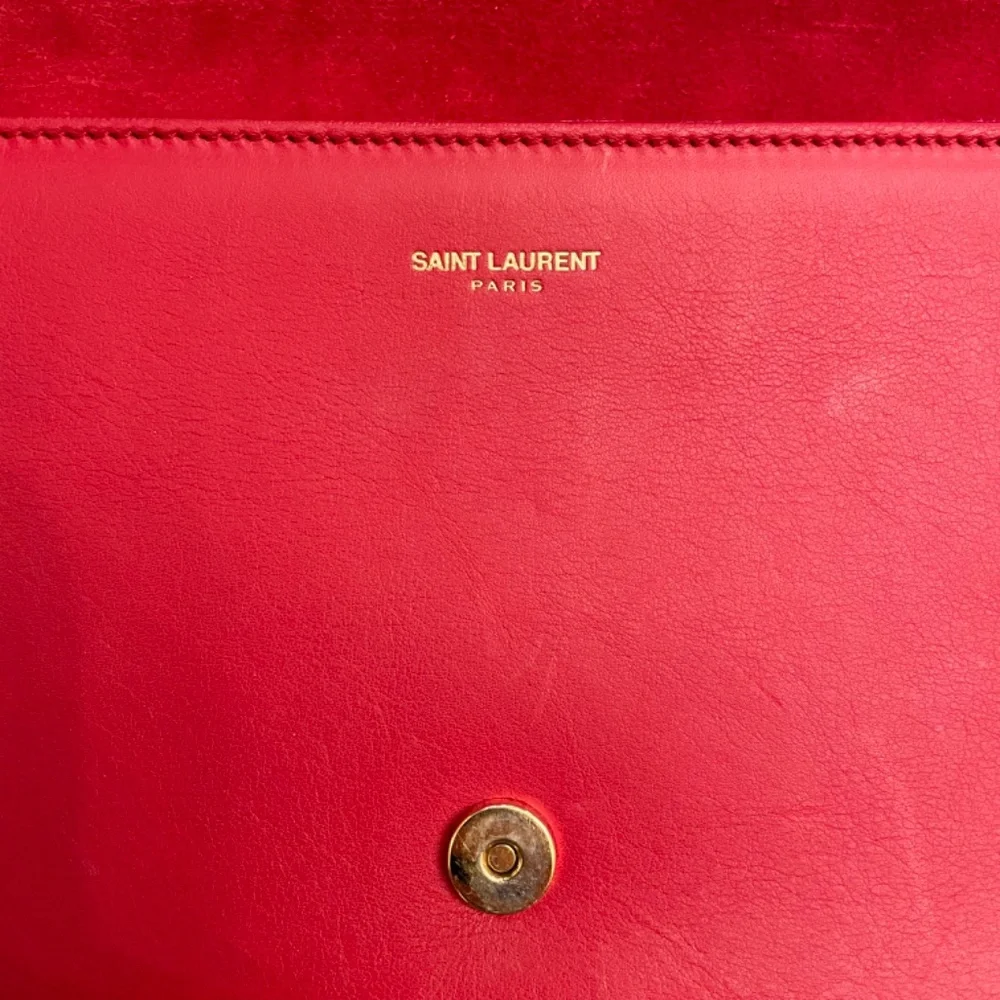 SAINT LAURENT Calfskin Classic Y Ligne Clutch Rouge Orient - Picture 6 of 11